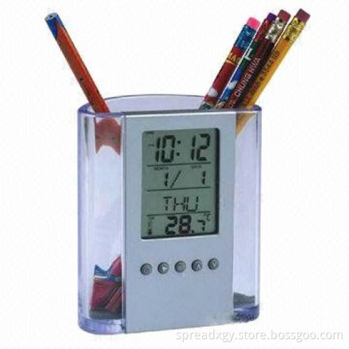 Calendar Pen Holder, with Time, Date, Week and Temperature Display, Good Promotional Gift